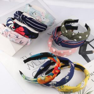 TOBATOBA 10 Piece Womens Headbands Set, Knotted Headbands, Summer Floral Headbands, Twist Turban Wide Headbands Bandana Hair Accessories for Women