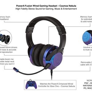 PowerA Fusion Wired Stereo Gaming Headset with Mic for PlayStation 4, Xbox One, X, Xbox One S, Xbox 360, Nintendo Switch, PC, Mac, VR, Android, and iOS - Cosmos Nebula - Xbox 360; Xbox