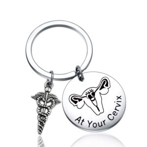 TGBJE Gynecologist Gift at Your Cervix Keychain Midwife Gift Labor Nurse Jewelry Funny Gift for OB-GYN (Gynecologist Gift)