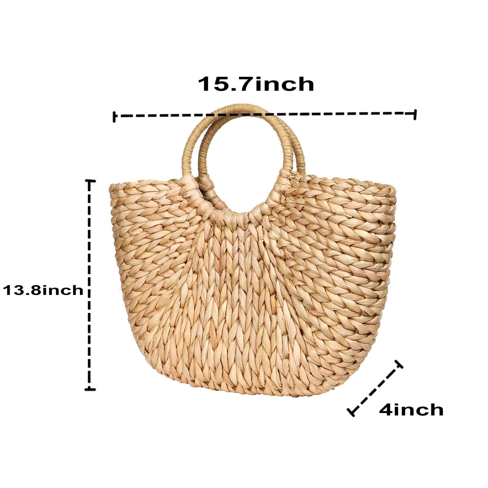 Womens Large Straw Bags Beach Tote Bag Handwoven Hobo Bag Summer Beach Bag Straw Handbag (Brown)