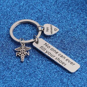 WUSUANED Registered Nurse Retirement Keychain Nurses Week Gifts No One Can Ever Fill Your Shoes Nursing Graduation Gift for Nurse Practitioner 2023