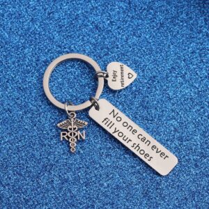 WUSUANED Registered Nurse Retirement Keychain Nurses Week Gifts No One Can Ever Fill Your Shoes Nursing Graduation Gift for Nurse Practitioner 2023