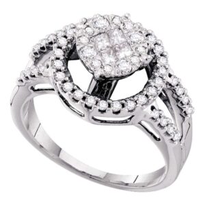 dazzlingrock collection 14kt white gold womens princess round diamond soleil cluster bridal wedding engagement ring 5/8 ctw