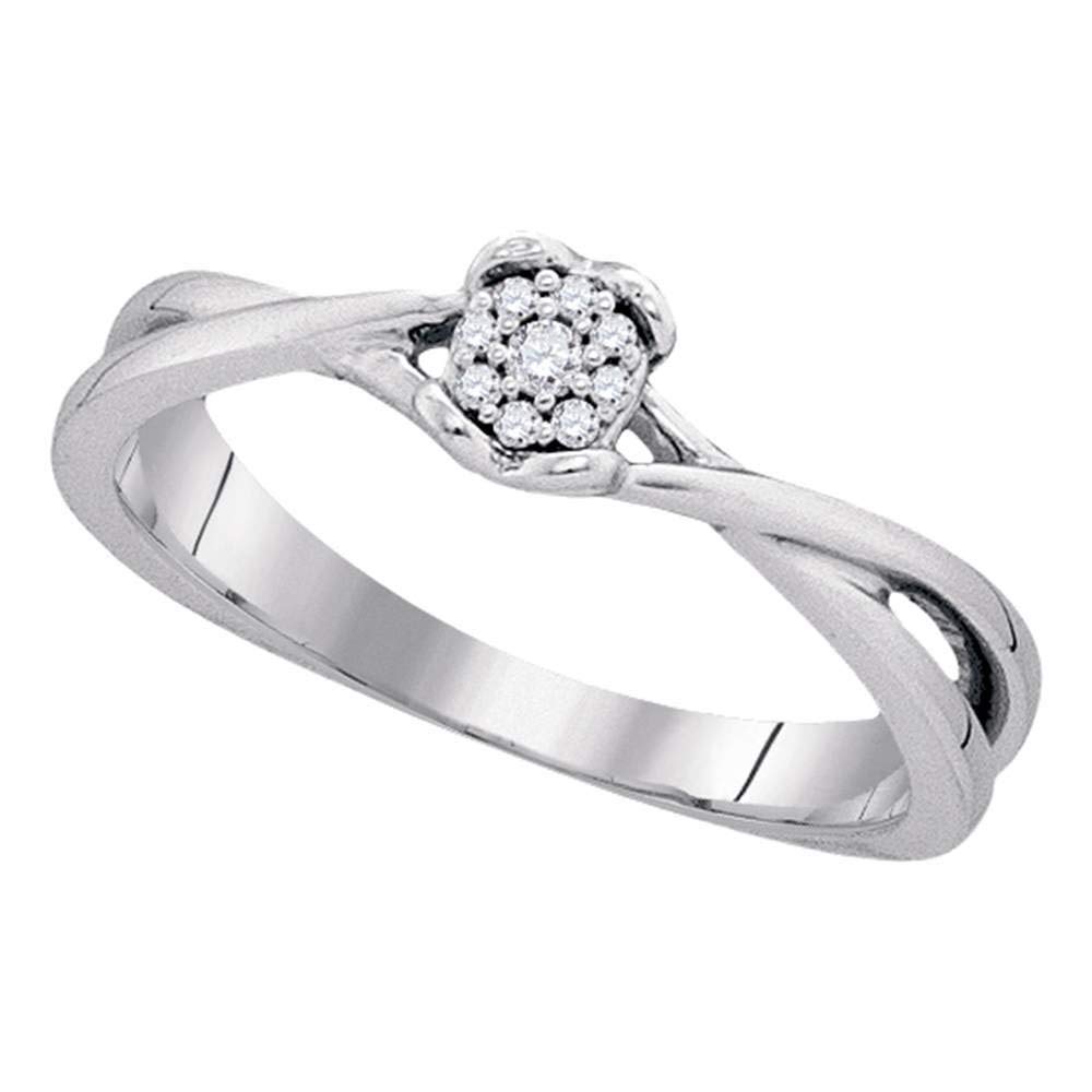 Dazzlingrock Collection Sterling Silver Women's Round Diamond Cluster Engagement Ring 1/12 ctw