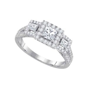 Dazzlingrock Collection 14k White Gold Women's Princess Diamond 3 Stone Engagement Ring 1.00 ctw