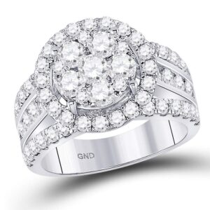 dazzlingrock collection 14kt white gold womens round diamond cluster bridal wedding engagement ring 3.00 ctw