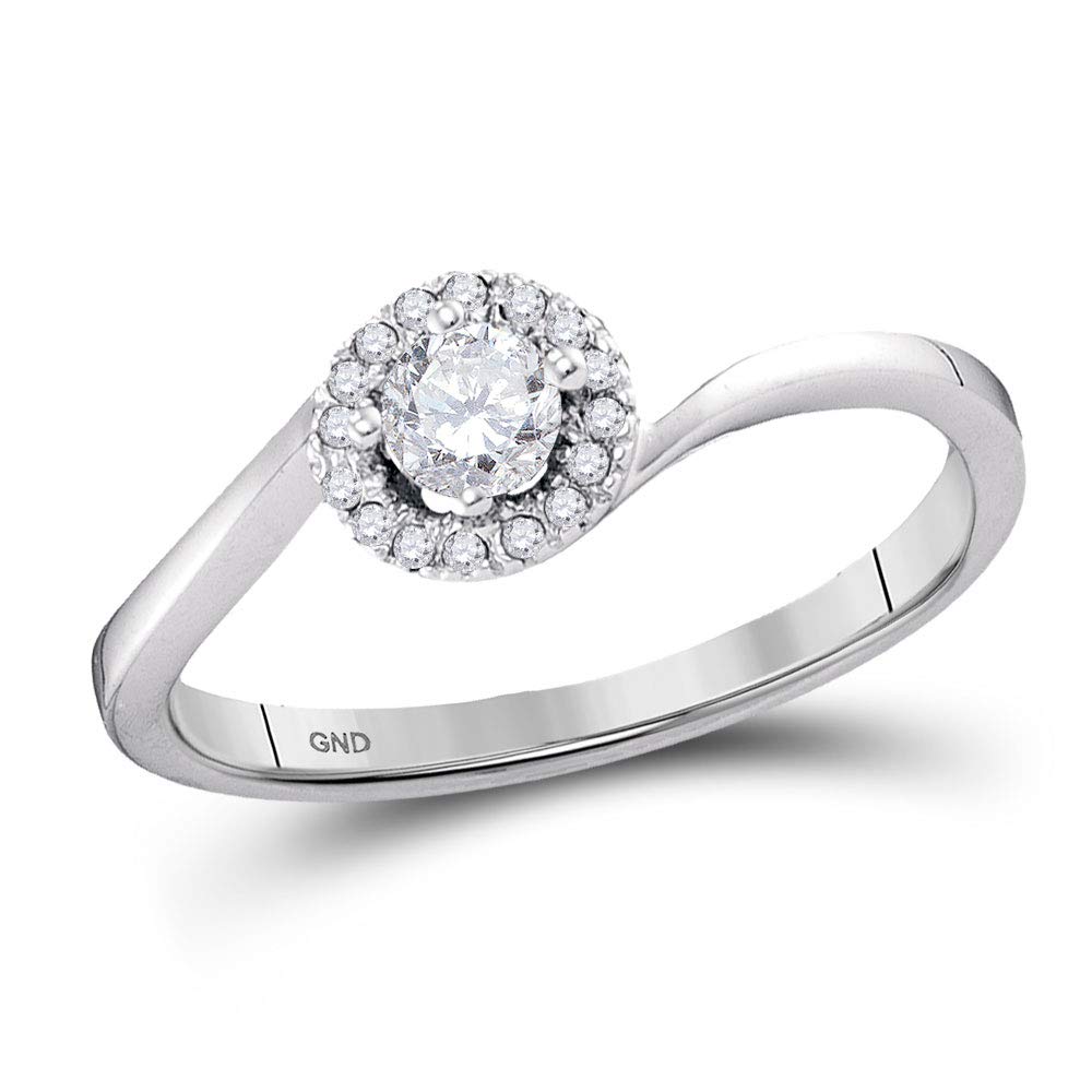 Dazzlingrock Collection 10kt White Gold Women's Round Diamond Solitaire Halo Engagement Ring 1/4 ctw