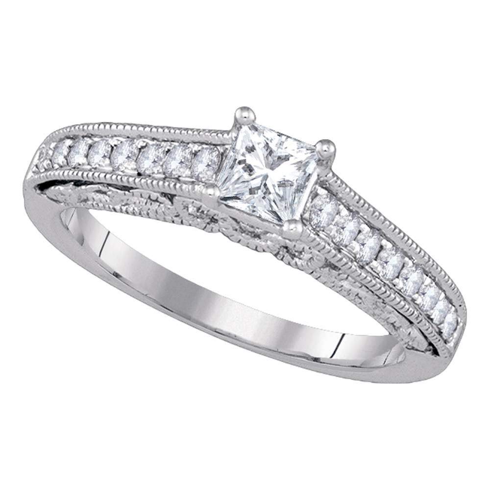 Dazzlingrock Collection 14kt White Gold Women's Princess Diamond Solitaire Engagement Ring 5/8 ctw