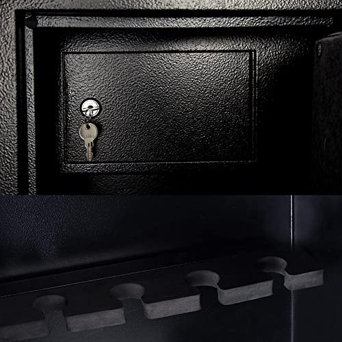 Quicktec Large Rifle Safe, Gun Safe for Home Rifles and Pistols, Quick Access 5-6 Gun Cabinet Shotgun Safe (with/Without Scope) with Pistol Lockbox Slient Mode (Large Gun Safe-Biometric) …