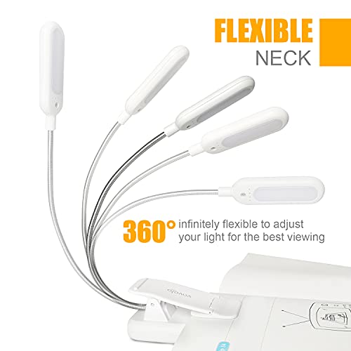 VAVOFO Clip On Book Light for Bed Kids, 7 LED Reading Light with 9-Level Warm Cool White Daylight, Eye Care Lamp with Power Indicator for Bookworms (White)