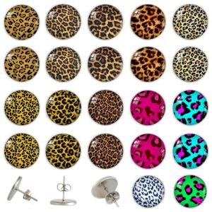 onep cheetah earrings women's leopard print stainless steel stud earring (12 pairs)