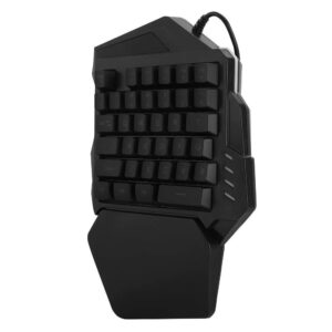 One Handed Gaming Keyboard RGB Backlit, 35 Keys Portable Mini Gaming Keypad Ergonomic Professional Keyboard, Single Hand Mechanical Gaming Keyboard with Wrist Rest Support for LOL/PUBG/MOBA/MMO/FPS