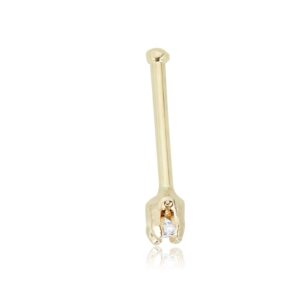 AVORA 14K Yellow Gold Simulated Diamond CZ Nose Ring Stud - 1.5mm (20 Gauge)