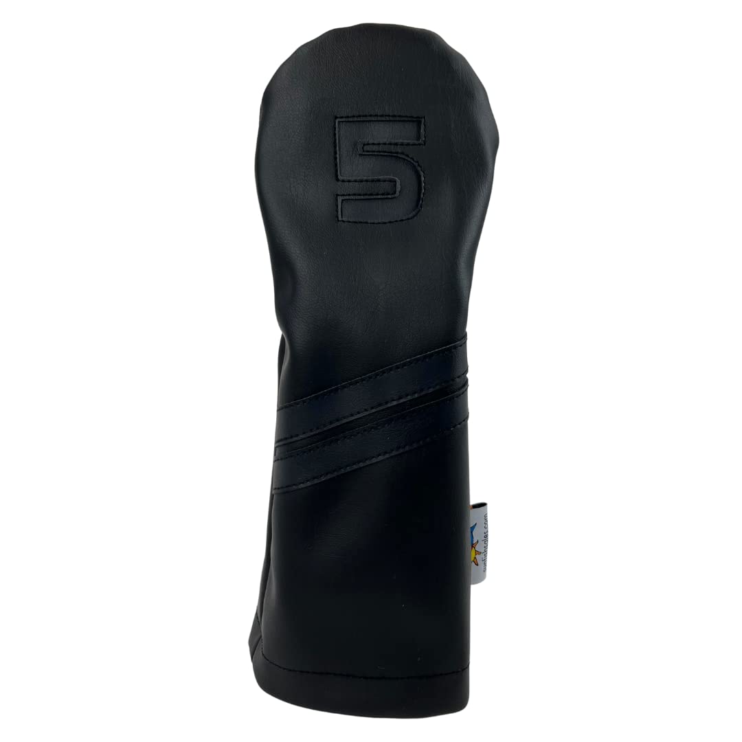 Sunfish Leather Golf Headcover Set 1 3 5 X H Driver Fairway Hybrid Black on Black Murdered Out