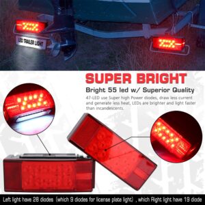 LINKITOM Submersible LED Trailer Light Kit, Super Bright Brake Stop Turn Tail License Lights for Camper Truck RV Boat Snowmobile, IP68 Waterproof, DOT Approval