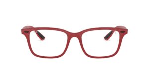 ray-ban rx7144m scuderia ferrari collection square prescription eyeglass frames, matte red/demo lens, 53 mm