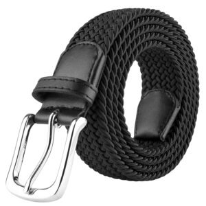 jukmo elastic braided belt, stretch woven belt in gift box (black, medium)