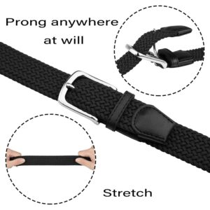 JUKMO Elastic Braided Belt, Stretch Woven Belt in Gift Box (Black, Medium)