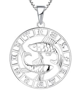 yl pisces constellation necklace sterling silver zodiac jewelry astrology coin horoscope pendant for women