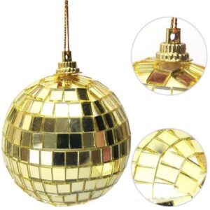 12 pcs 2-inch Mirror Disco Ball Decoration,Christmas Tree Wedding Birthday Party Accessories Disco Decorative Mirror Ball (Gold)