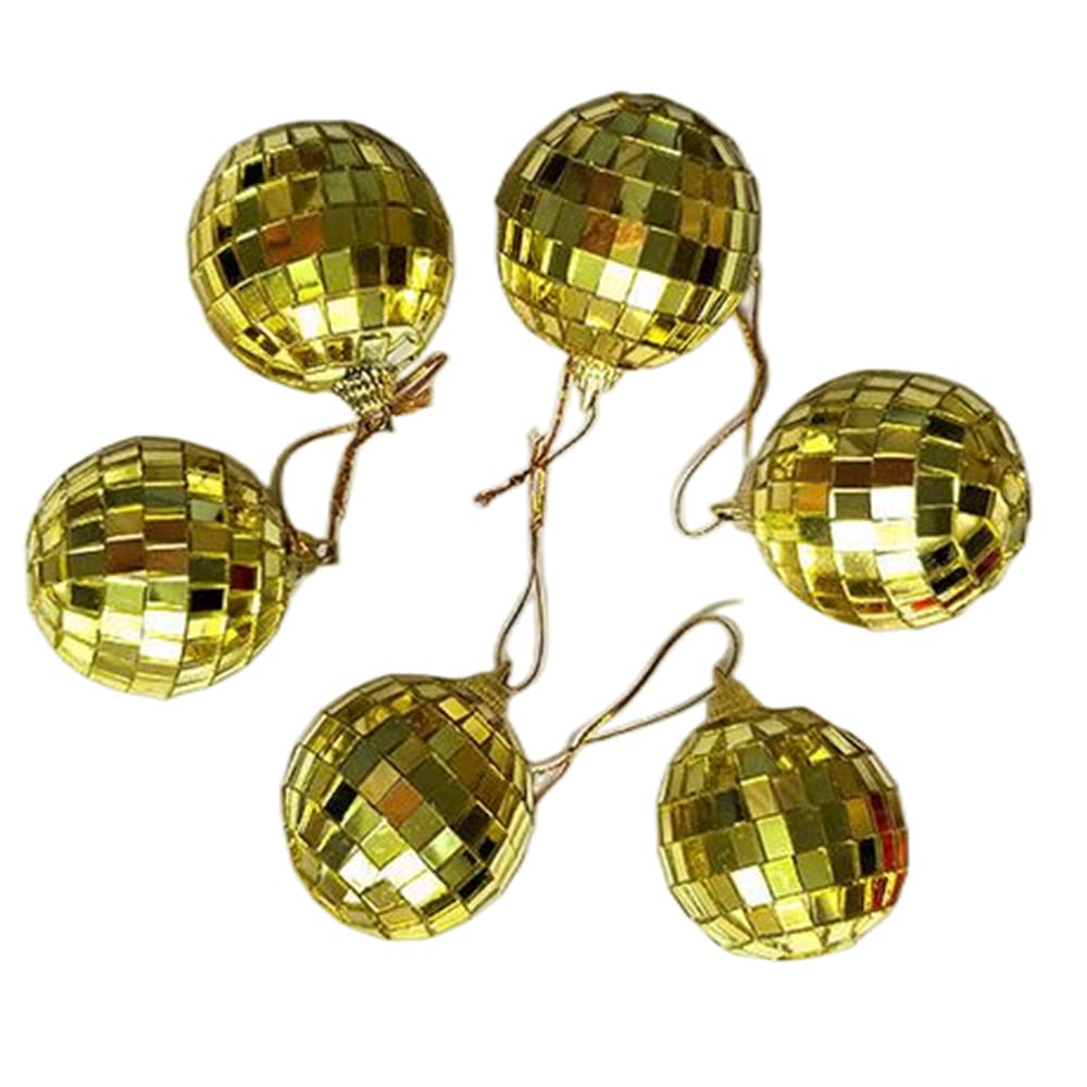 12 pcs 2-inch Mirror Disco Ball Decoration,Christmas Tree Wedding Birthday Party Accessories Disco Decorative Mirror Ball (Gold)