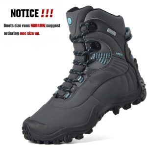 Manfen Women's Hiking Lightweight Waterproof Hunting Ankle Support Boots, Gray/Sky Blue, 8.5