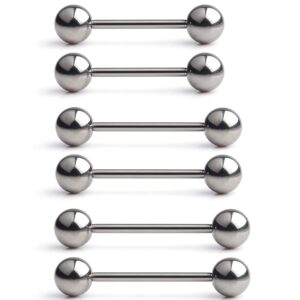 ruifan grade 23 titanium externally threaded nipple shield barbell tongue ring bar body piercing jewelry 16g 12mm 14mm 16mm 6pcs