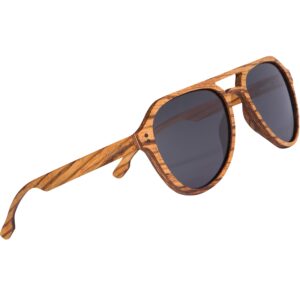 woodies polarized full zebra wood sunglasses for men and women | black polarized lenses and real wooden frame | 100% uva/uvb ray protection