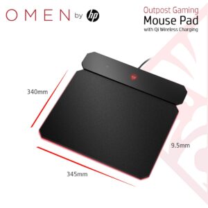 OMEN by HP Outpost Gaming Mouse Pad with Qi Wireless Charging, Custom RGB, and USB-A 2.0 Port, (6CM14AA), Black (6CM14AA#ABL)