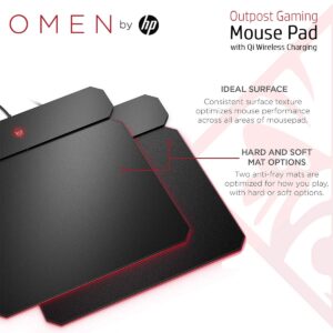 OMEN by HP Outpost Gaming Mouse Pad with Qi Wireless Charging, Custom RGB, and USB-A 2.0 Port, (6CM14AA), Black (6CM14AA#ABL)