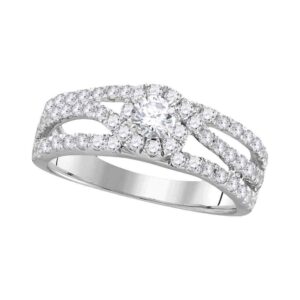 Dazzlingrock Collection 14kt White Gold Womens Round Diamond Solitaire Open Bridal Wedding Engagement Ring 1.00 ctw