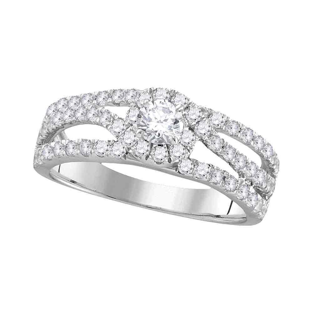 Dazzlingrock Collection 14kt White Gold Womens Round Diamond Solitaire Open Bridal Wedding Engagement Ring 1.00 ctw