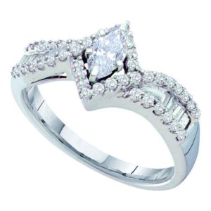 Dazzlingrock Collection 14kt White Gold Womens Marquise Diamond Solitaire Bridal Wedding Engagement Ring 3/4 ctw