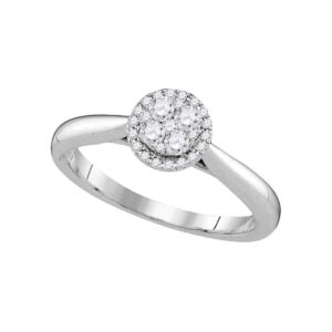 Dazzlingrock Collection 14kt White Gold Womens Round Diamond Cluster Bridal Wedding Engagement Ring 1/4 ctw