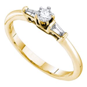 Dazzlingrock Collection 14kt Yellow Gold Womens Round Diamond Solitaire Bridal Wedding Engagement Ring 1/5 ctw