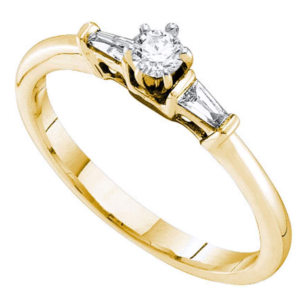 Dazzlingrock Collection 14kt Yellow Gold Womens Round Diamond Solitaire Bridal Wedding Engagement Ring 1/5 ctw