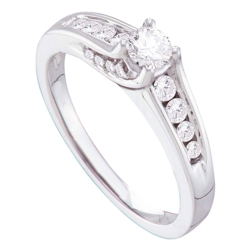 Dazzlingrock Collection 14kt White Gold Womens Round Diamond Solitaire Bridal Wedding Engagement Ring 1/2 ctw