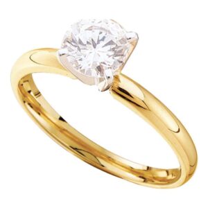 Dazzlingrock Collection 14kt Yellow Gold Womens Round Diamond Solitaire Bridal Wedding Engagement Ring 1/4 ctw