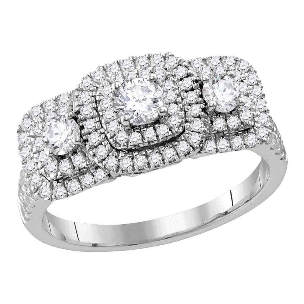 Dazzlingrock Collection 14kt White Gold Womens Round Diamond 3-stone Bridal Wedding Engagement Ring 1.00 ctw