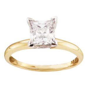 dazzlingrock collection 14kt yellow gold womens princess diamond solitaire bridal wedding engagement ring 1/4 ctw