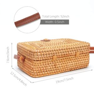 CrazyPiercing Wicker Square Crossbody Rattan Bag, Women Boho Bag Clutch Woven Handbag