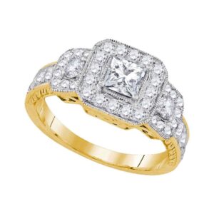 dazzlingrock collection 14kt yellow gold women's princess diamond 3 stone engagement ring 1-1/2 ctw