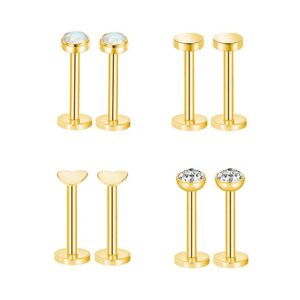 Gnoliew 16G 316L Stainless Steel Labret Monroe Lip Ring Studs Cartilage Helix Tragus Nose Piercing (A2,8mm(16G))