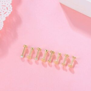 Gnoliew 16G 316L Stainless Steel Labret Monroe Lip Ring Studs Cartilage Helix Tragus Nose Piercing (A2,8mm(16G))