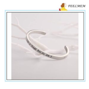 FEELMEM Depression Awareness Recovery Gift Life Is Tough But So Am I Keychain Prevention Awareness Mental Health Awareness Jewelry Inspirational Gifts For Family Best Friend (cuff - silver)