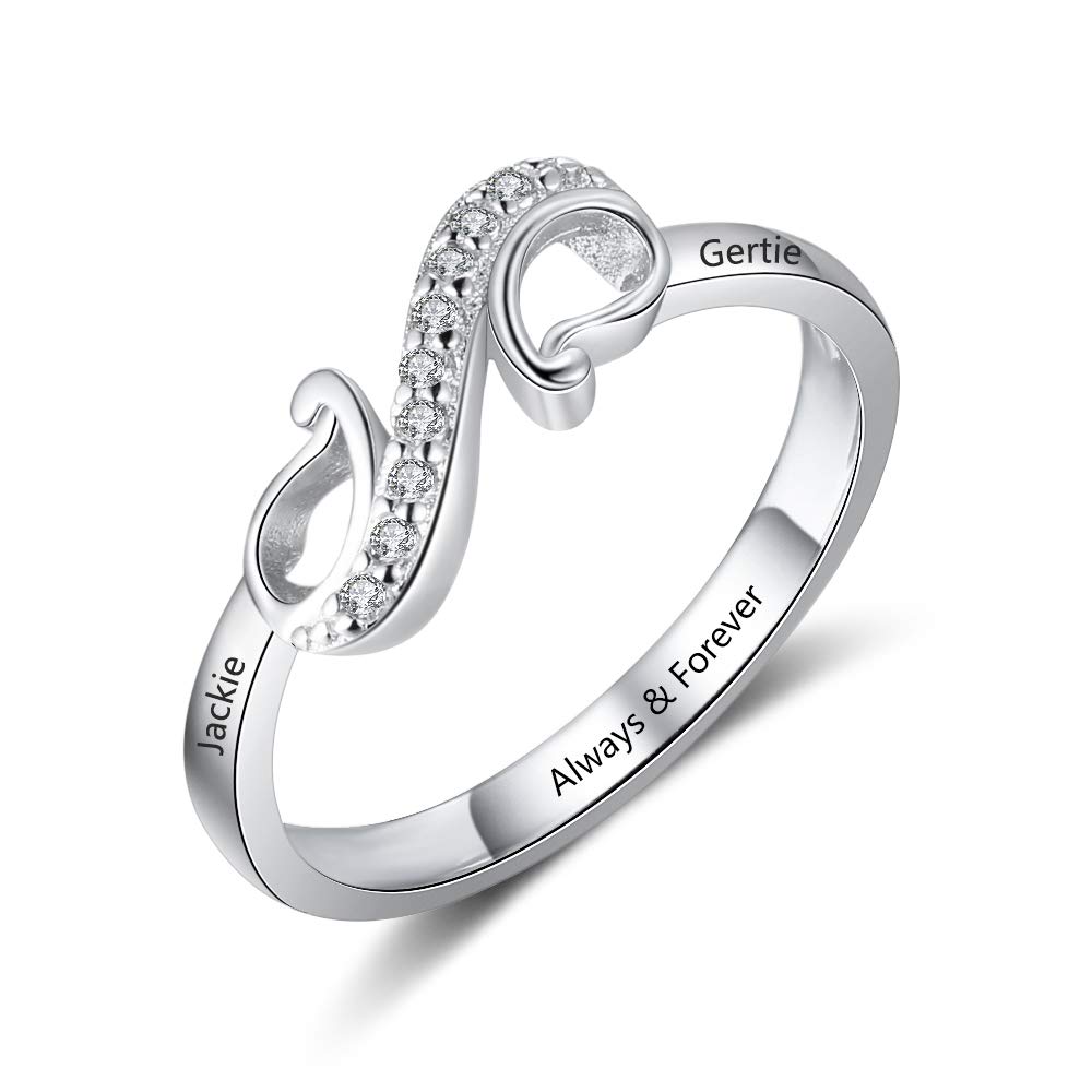 Ashleymade Free Engraving Infinity Knot BFF Friendship Rings for Women Personalized Sisters Best Friends Rings Custom Promise Name Rings Engagement Wedding Bands (8)