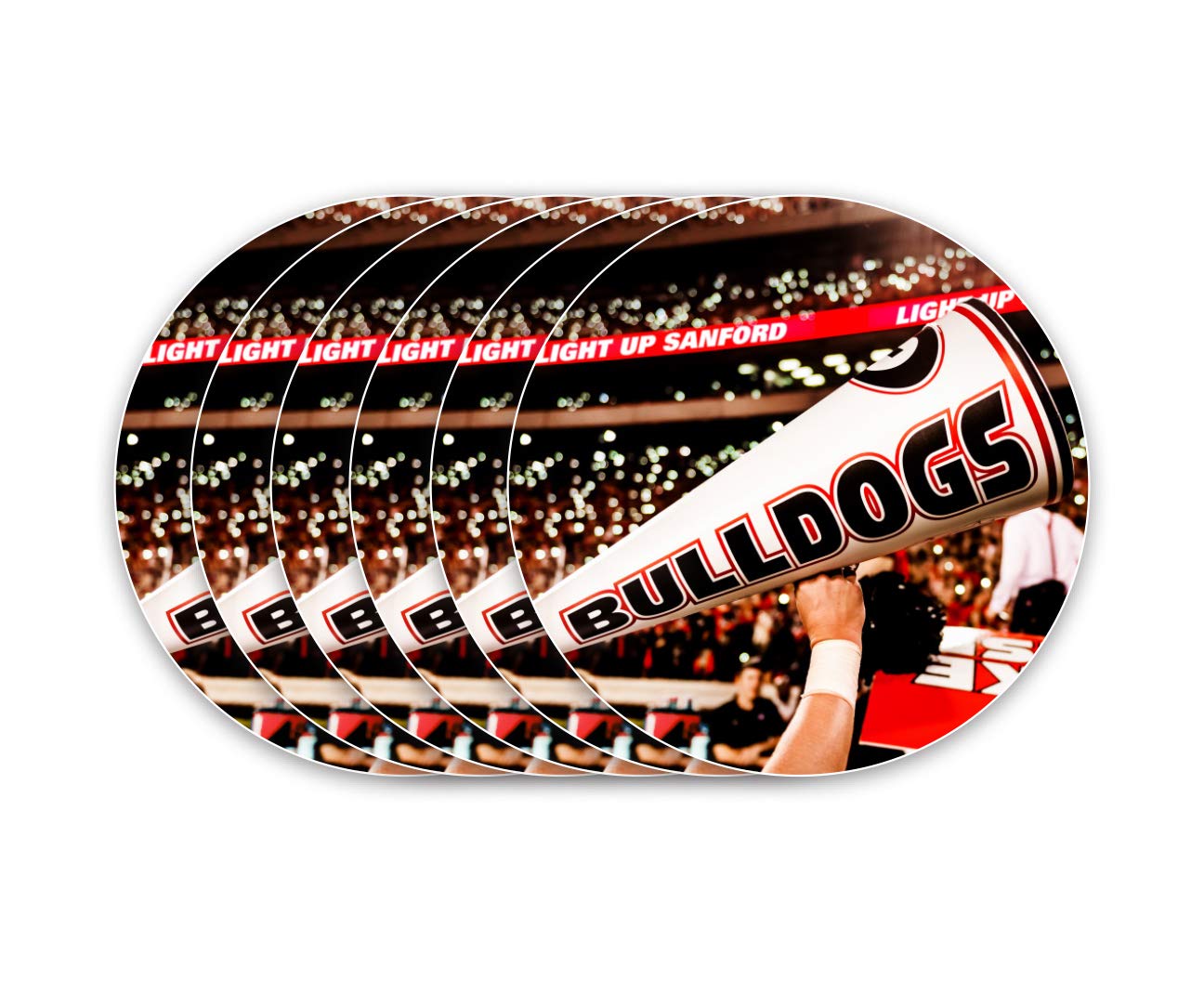 UGA Georgia Bulldogs Sticker 6-Pack - Hairy Dawg Hype Mascot Photo Decal - 2.75" Circle Vinyl (6)