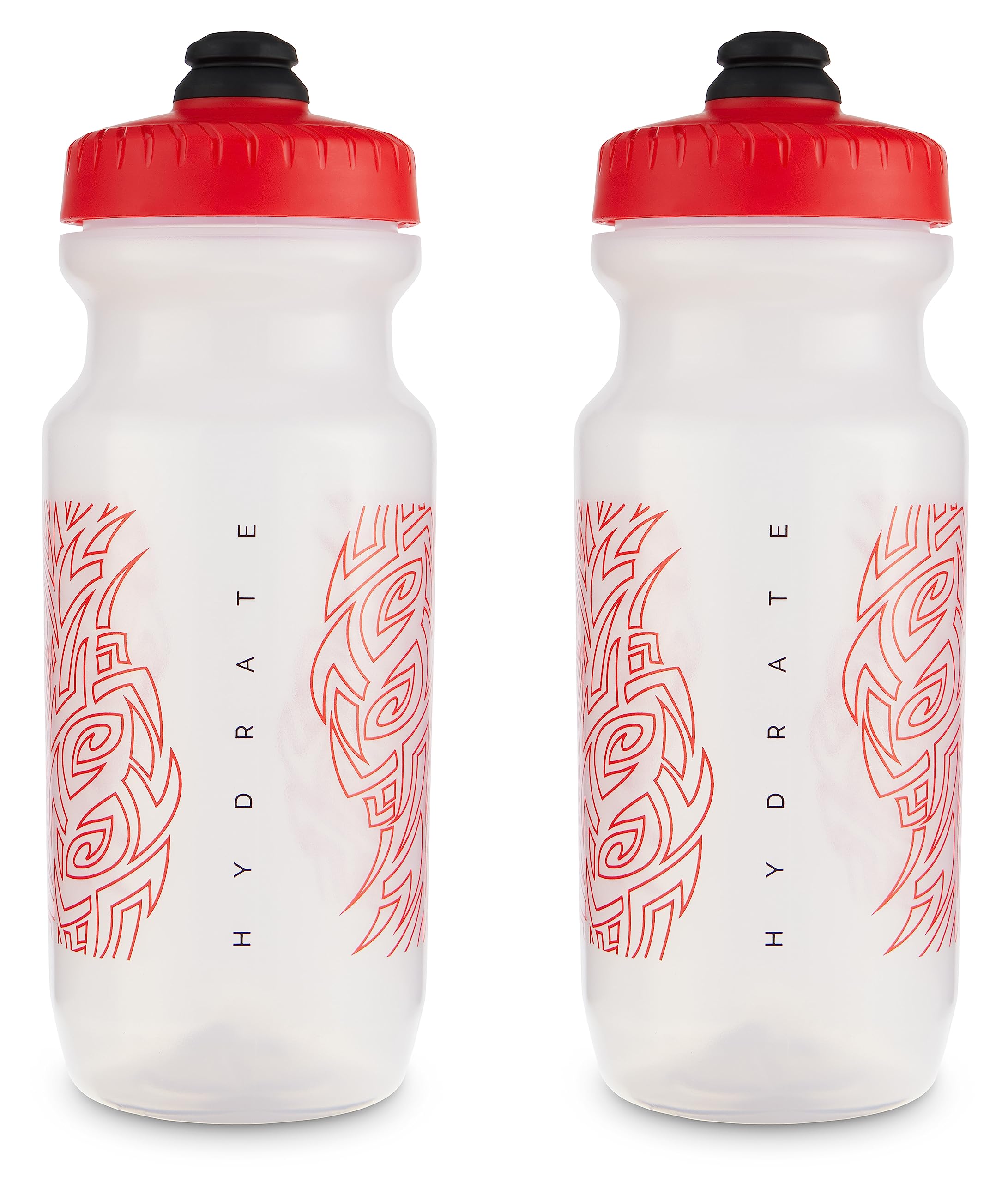 Peakline Sports - 2nd Gen Big Mouth Bike Water Bottle (21 oz) by Specialized Bikes (2-Pack) (Clear / Red)