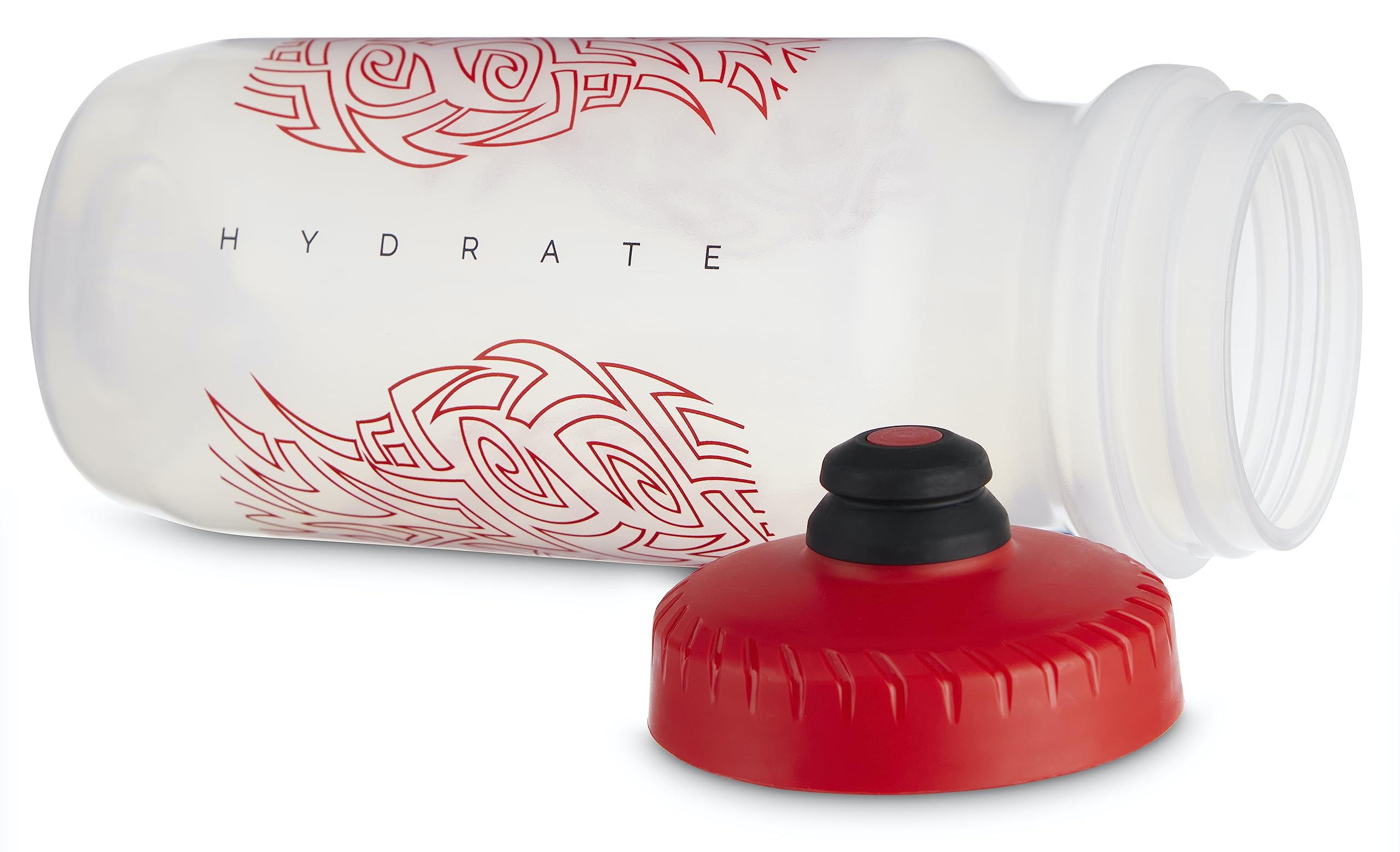 Peakline Sports - 2nd Gen Big Mouth Bike Water Bottle (21 oz) by Specialized Bikes (2-Pack) (Clear / Red)