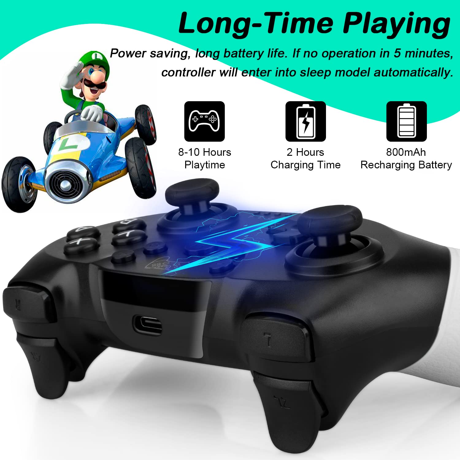 OUBANG Wireless Controllers for Nintendo Switch/Lite/OLED Controller, Switch Pro Controller with Dual Vibration, Upgrade Joystick Switch Gamepad Remote with Wake UP and Turbo Function Black White